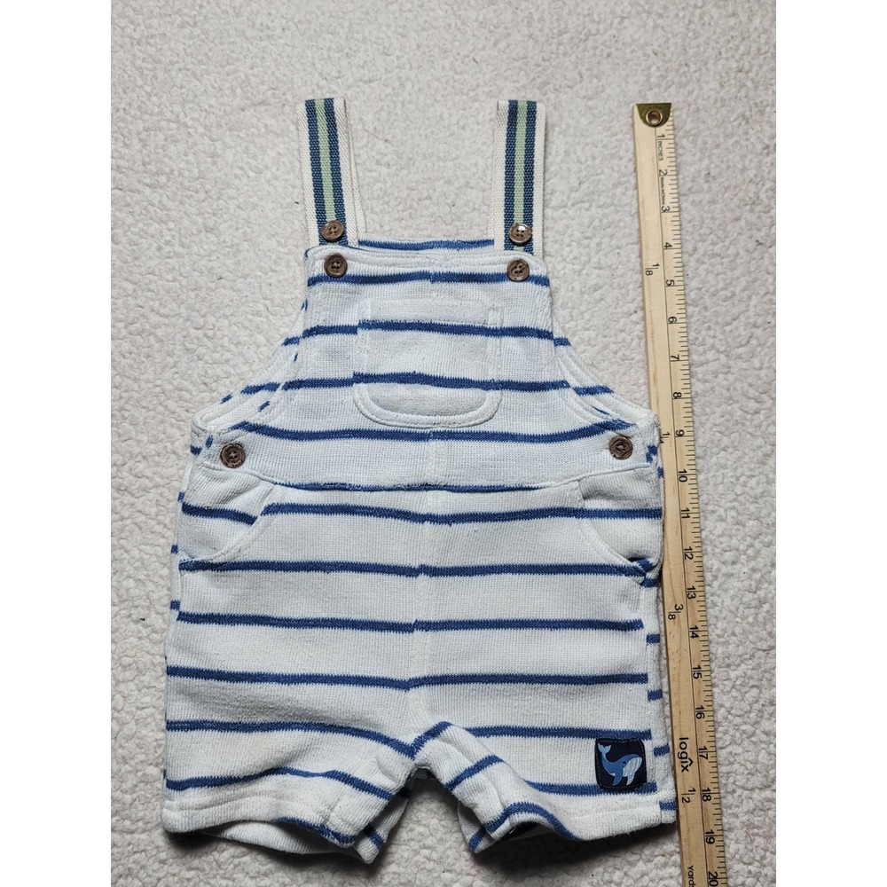 Carter's Baby Boy Blue White Striped Knit Shortall Overalls 18M Whale WLSE097D